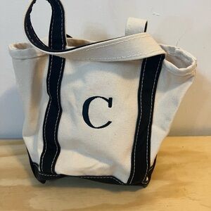 Canvas LL Bean Boat Tote Bag with Black Trim